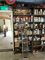 Pair Of Metal Shelves And Contents Spray Oil Etc