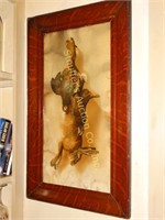 Tigerwood framed print of rabbit and two quail