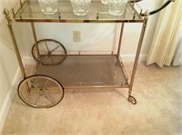 Brass and Glass Tea Cart 40" x 19" x 30"