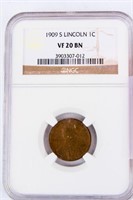 Coin 1909-S Lincoln Cent NGC VF20 BN