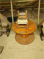 Wooden Spool Table And Child's Chair