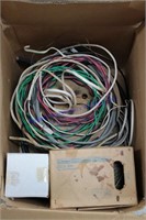 Box Of Misc Phone And Electric Wire