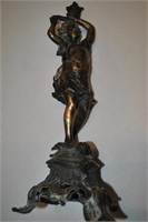 Antique Bronze Girl Sculpture 18.5" High