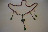 Large Antique Asian Beaded Necklace 66" Long