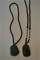 2 Antique Asian Necklaces, Buddha, Ship