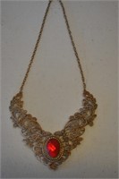 Antique Asian Red Pendant Necklace