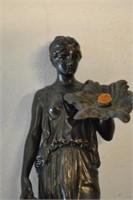 Bronze Sculpture Girl with Flower 9"