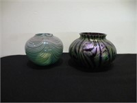 Austrian iridescent glass vase & studio glass vase