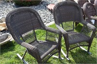 2 OUTDOOR WICKER ROCKING CHAIRS ! OS