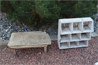 VINTAGE CUBBY HOLE CABINET & BENCH ! OS