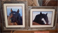 2 HORSE PRINTS WITH RUSTIC FRAMES ! BR
