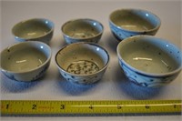 6 Petite Antique Asian Pottery Cups