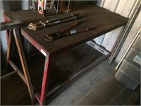 Steel Shop Table With Wood Top - 63" x 32" x 32"
