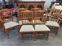 SET OF 6 ETHAN ALLEN DINING CHAIRS W 2 CAPTAINS