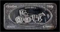 1973 Rare Cherokee Strip Horse & Buggy Silver Bar