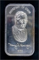 1973 Henry Kissinger .999 Fine Silver Art Bar