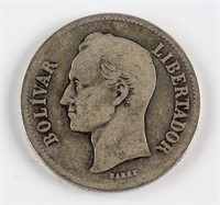 1929 Venezuela 2 Bolivares Silver (.835) Coin