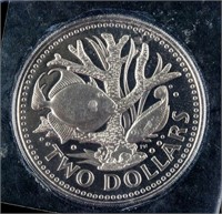 1974 Barbados $2 Copper Nickel Coin