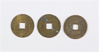 Three Chinese Bronze Qianlong and Guangxu Coins