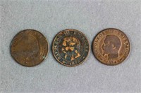 Three Assorted France Bronze Coins