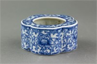 Chinese Blue and White Lobed Porcelain Brush Pot