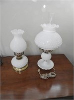 Pair of Hobnail Milk Glass Table Lamps