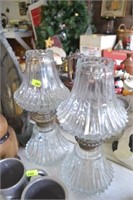 Pair Cut Glass Oil Lamps