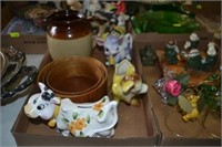 Misc Flat Crock, Cows, Snack Bowls