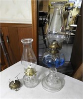 1 Antique Oil Lamp, 1 Newer Oil Lamp & Burner