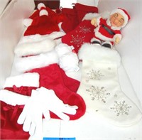 Christmas Stockings, Santa Hats, White Gloves