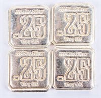 Coin 1 Troy Ounce .999 Silver .25 x 4 Bars