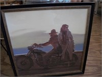 Large Framed  Man and Woman on Motorcycle print