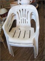 3 Plastic Outdoor chairs