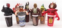 (8) STAR WARS Plastic Mugs w/ Figurines for Lids