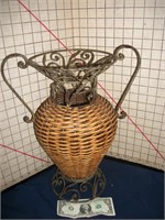 Tall metal/wicker vase