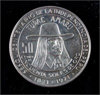 1971 Peru 50 Soles de Oro Silver (.800) Coin