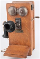 Antique Andrae & Sons Wood Wall Crank Telephone