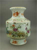 18/19th C. Famille Rose Porcelain Vase Qianlong MK