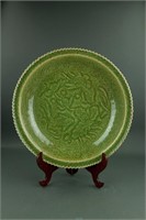 Large Green Lotus Porcelain Charger Yuan/Ming