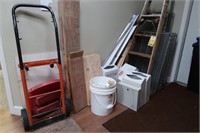 Metal Shelf, Ladder, Utility Cart, & Misc Material