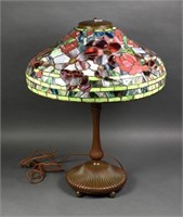 Tiffany Marked Mosaic Glass Lamp