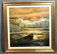 Oil on Canvas of Surf Scene