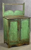 Folky Primitive Wash Stand in Blue Paint