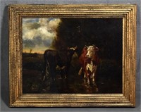 Oil on Canvas of Two Cows