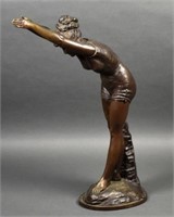 Bronze Art Deco Sculpture of Maiden Diving