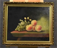 Oil on Canvas Table Still Life With Peaches