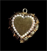 14k Heart / Seed Pearl Pendant