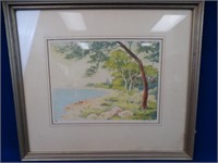 Watercolor Print, Signed, Matted & Framed