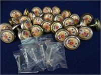 Metal and Ceramic Floral Cabinet Knobs