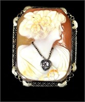 14k Shell Habille Cameo With Gold